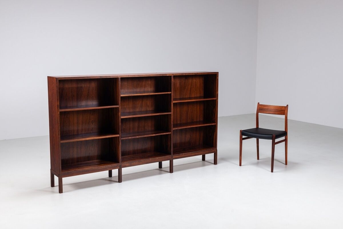 Grande bibliothèque scandinave en palissandre, Danemark, 1960.
