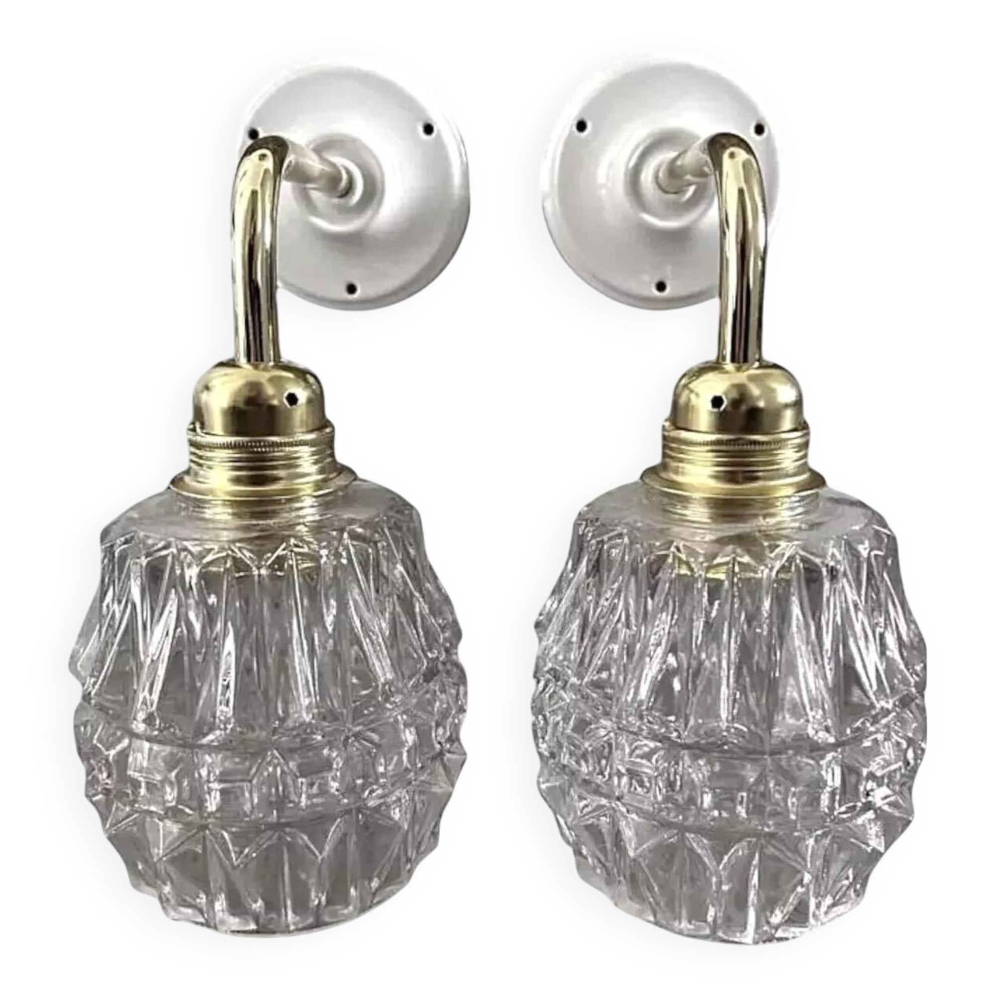 Pair of ceramic and glass wall sconces