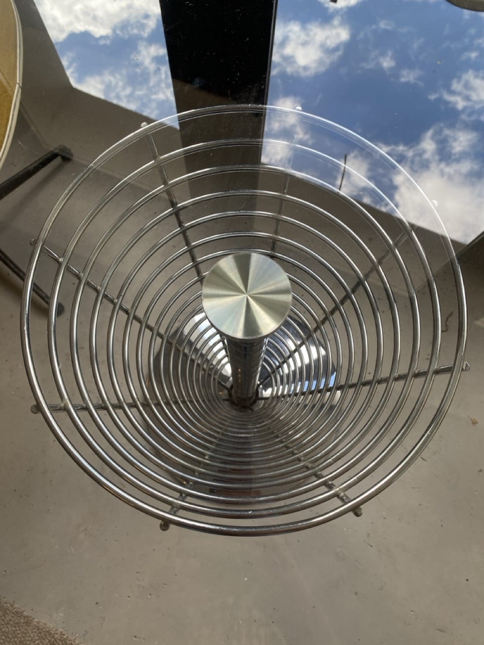 Sculptural table in metal and glass by Verner Panton for Fritz Hansen, 1980