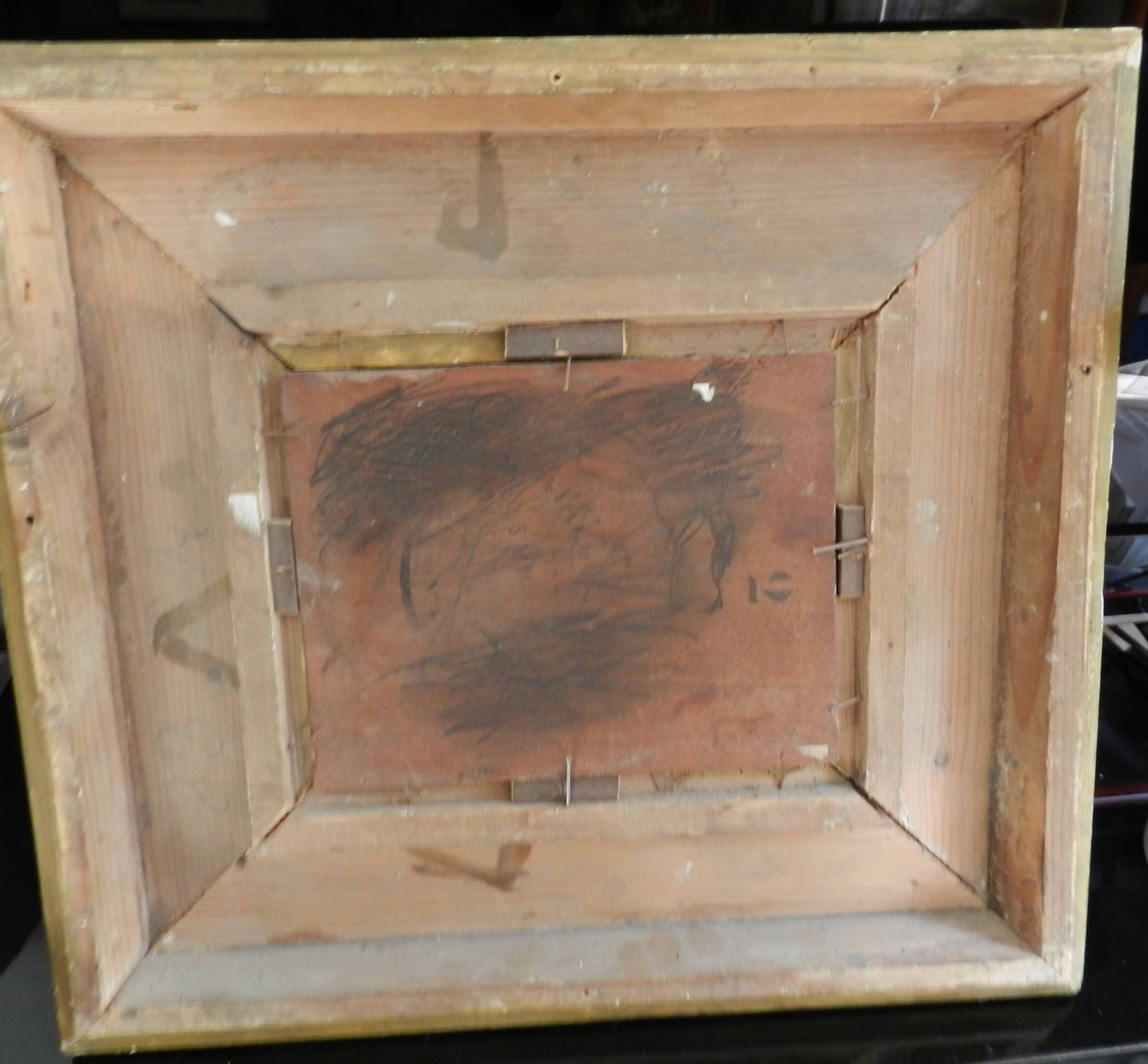 19th-century painting signed by Gaston Roullet, marine painter.
