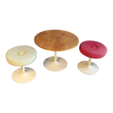 Coffee table and two tulip foot stools