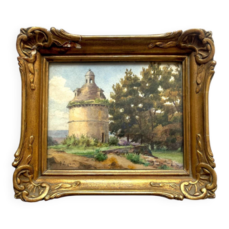 Landscape with a Dovecote - Watercolour from the 20th century
