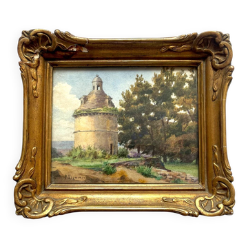 Landscape with a Dovecote - Watercolour from the 20th century