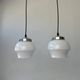 Pair of small vintage opaline pendant lights, 15 cm