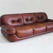 Vintage Sapporo Italian leather sofa Mobil Girgi 1970s