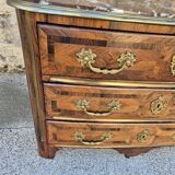 Louis xv 3-drawer chest of drawers in marquetry and bronze marble top