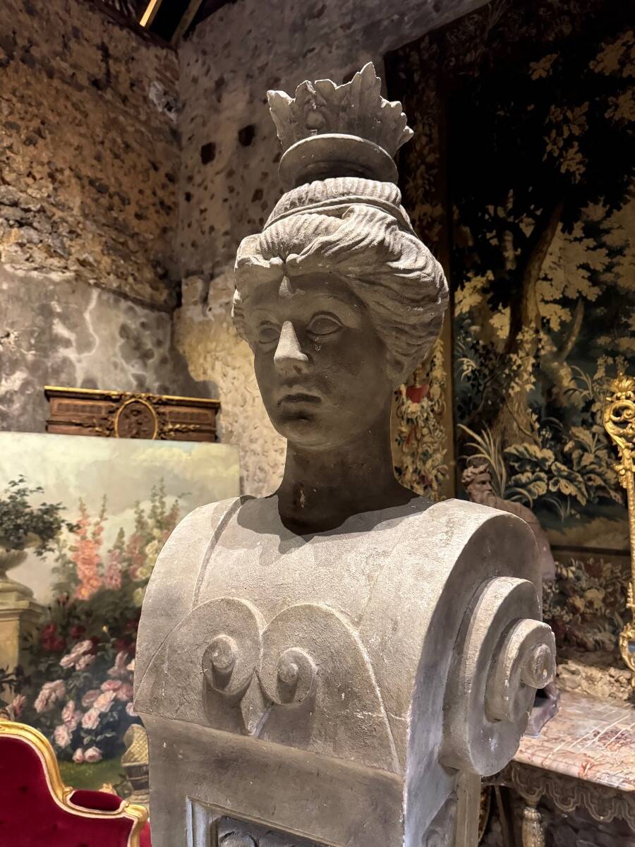 Pair of monumental patinated plaster terms from the early 20th century.