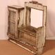 Old mirror - art deco shelf in original burmese teak ecru patina