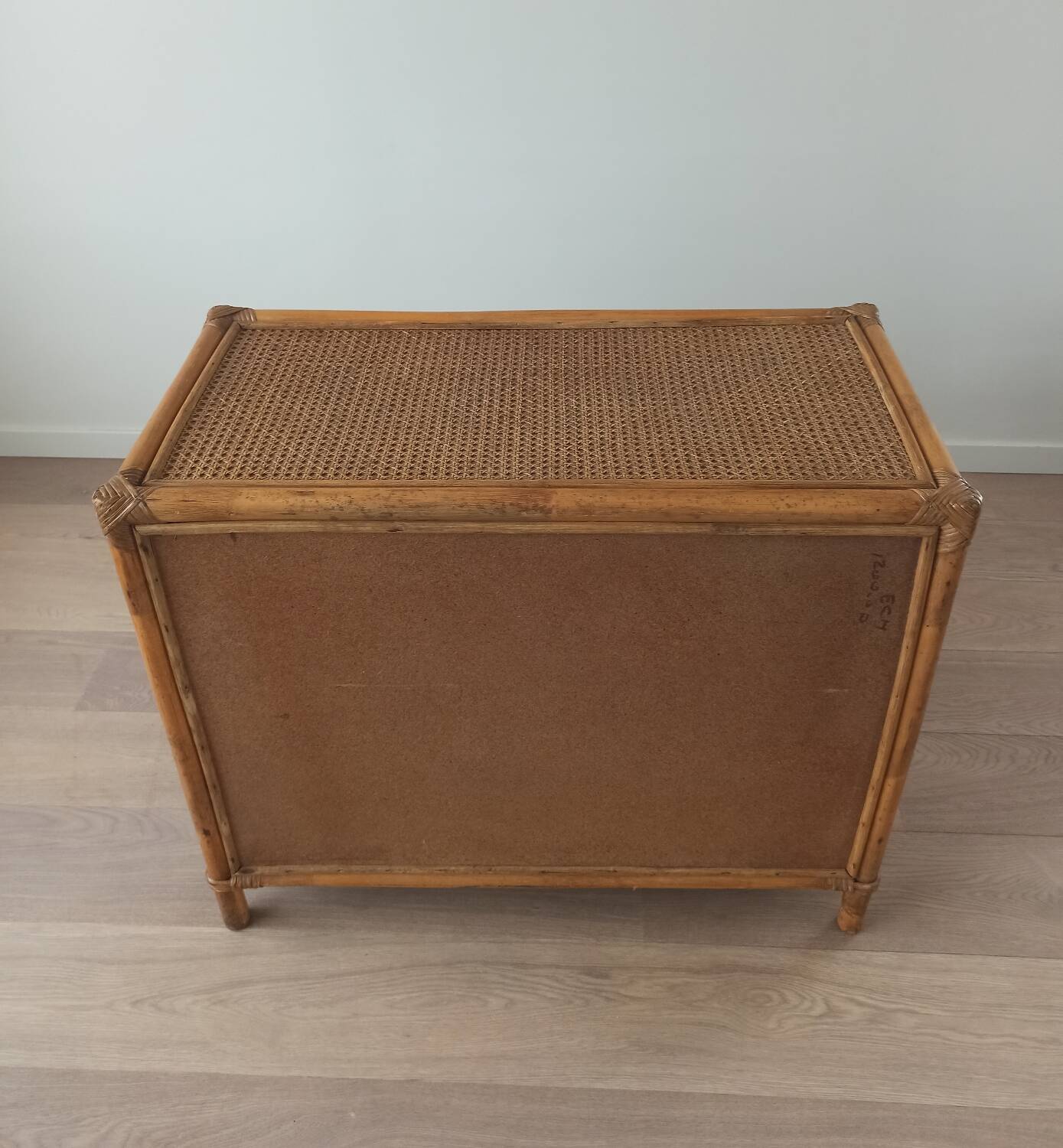 Bamboo and rattan chest of drawers, 70's