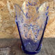 Vintage Blue & Transparent Layered Glass Inlaid Design Vase