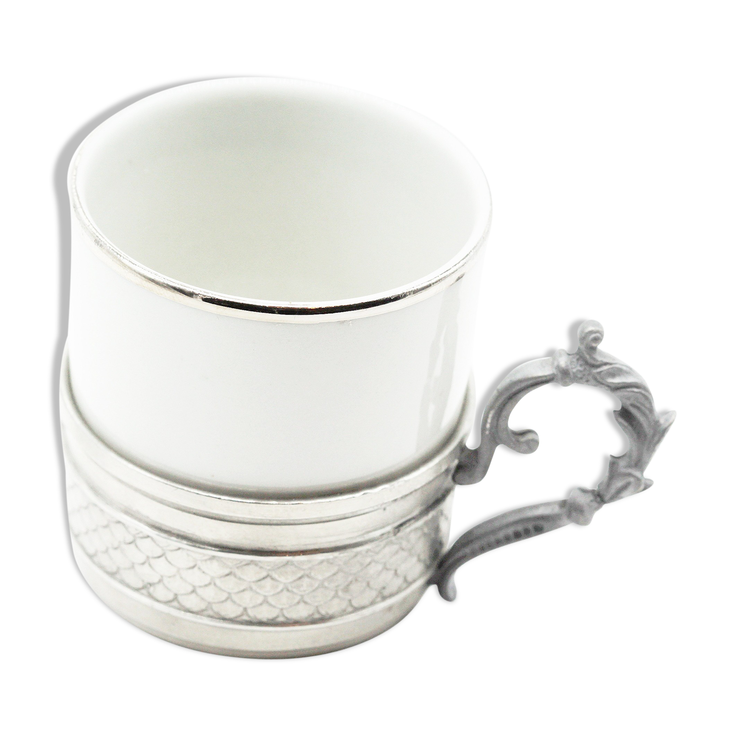 White and silver cup