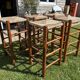 5 Charlotte Perriand-style wooden and straw bar stools