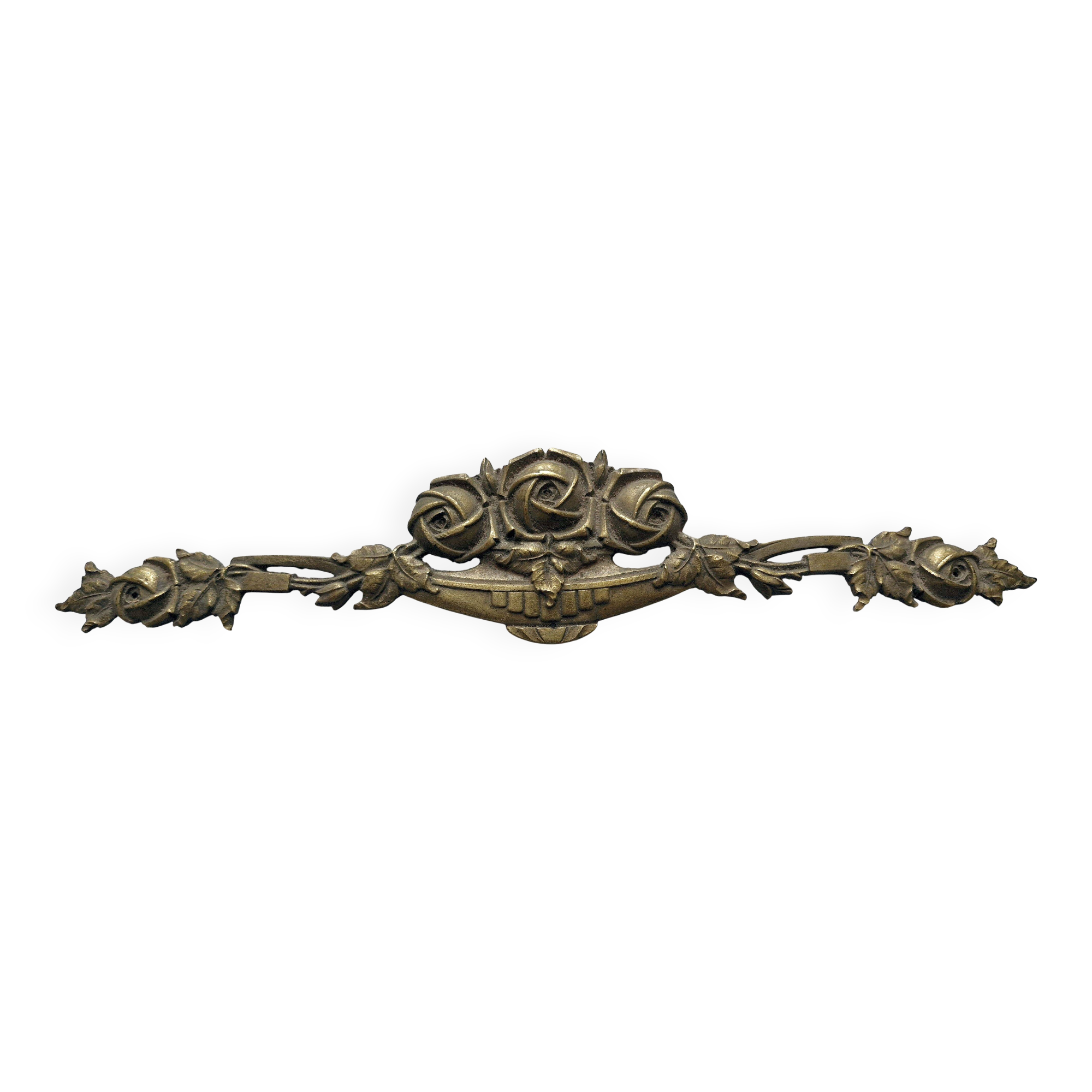 Old brass rose window, width 38cm.