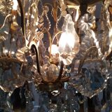 Lustre bronze et pampilles en cristal Baccarat