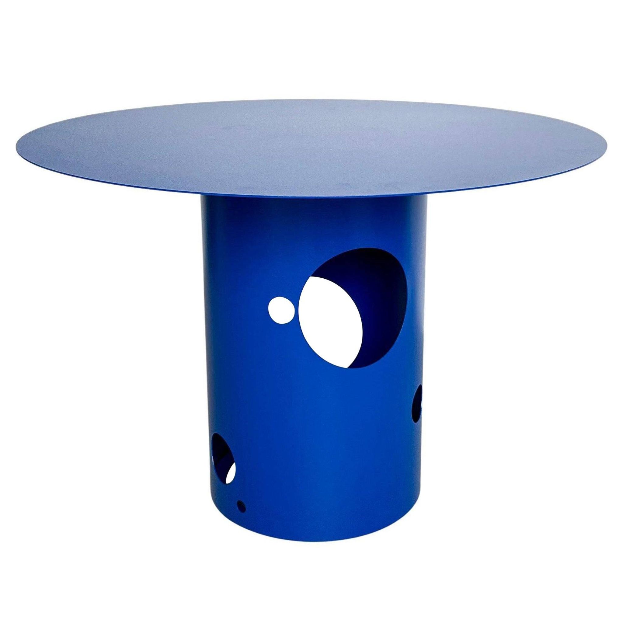 Table de salle à manger italienne contemporaine du XXIe siècle, silos, bleu électrique