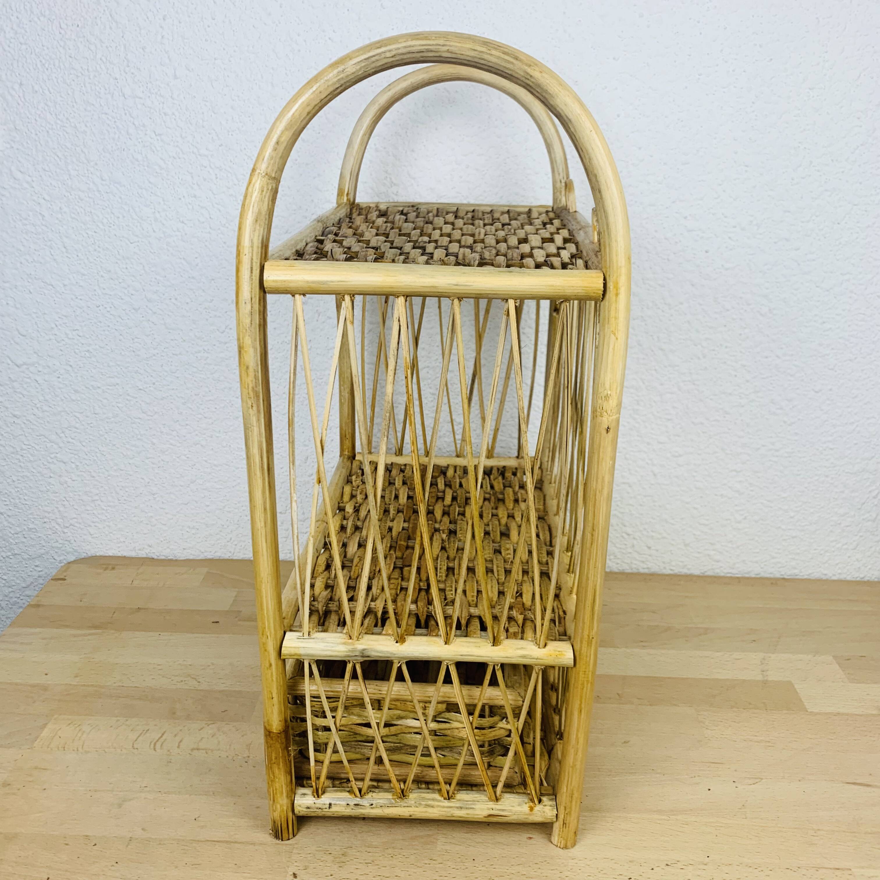 Vintage rattan wall shelf