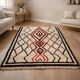 Ecru Berber rug with diamond patterns in structured Atlas style.