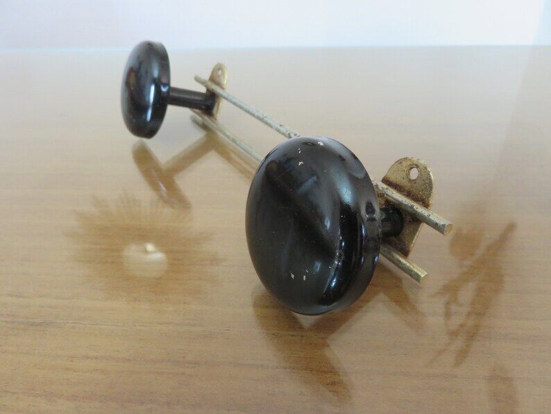 Coat rack 2 patères metal gilded and black 50s 60s