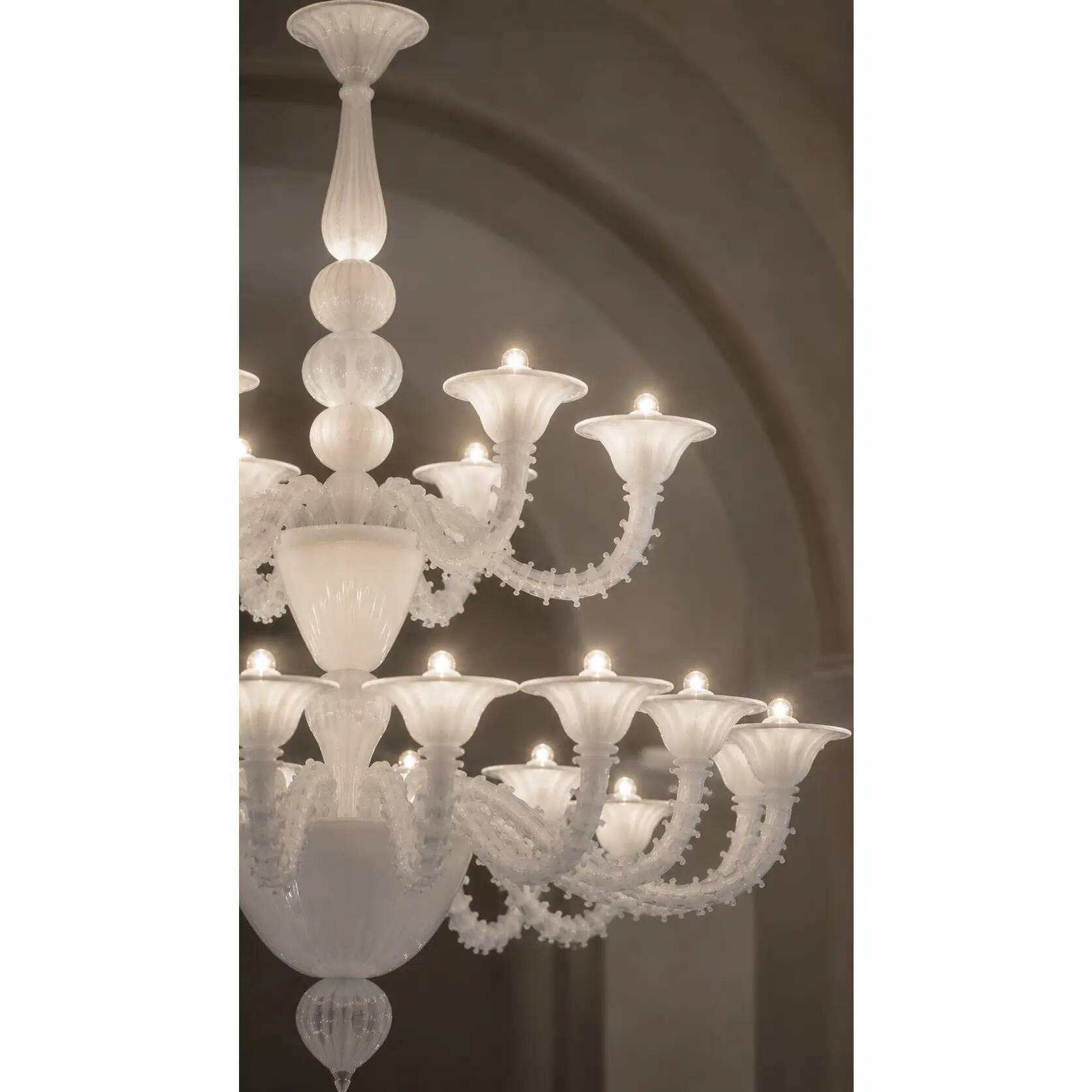 Monumental Contemporary White Rezzonico Murano Glass Chandelier