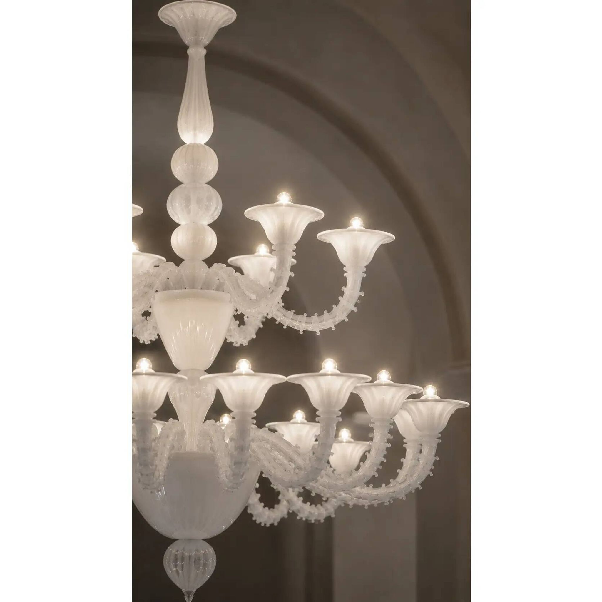 Monumental Contemporary White Rezzonico Murano Glass Chandelier