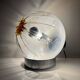 Lamp in chromed metal and blown Murano glass attributed to Mazzega Italy 197