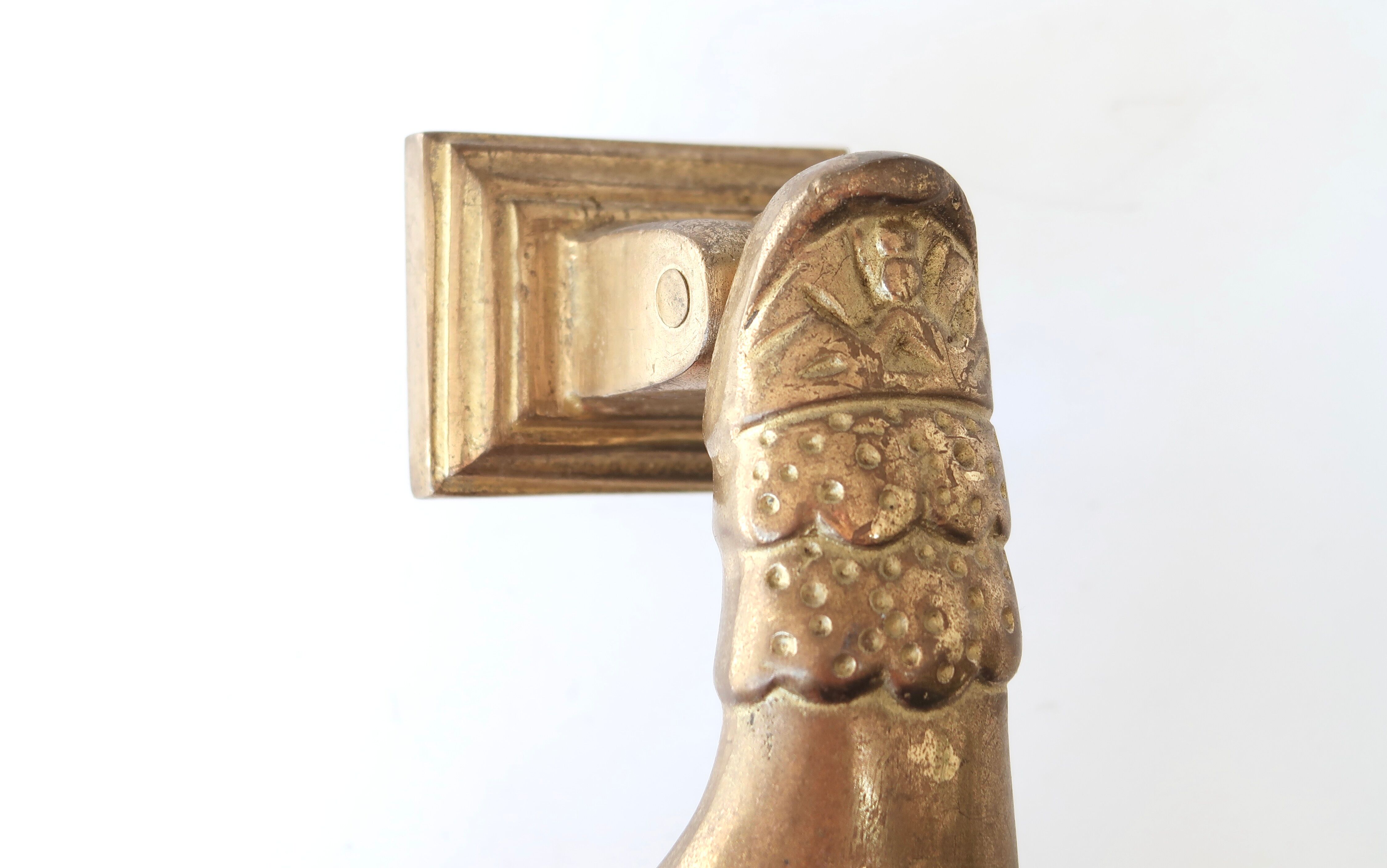 Hand-shaped brass door knocker, 1970s