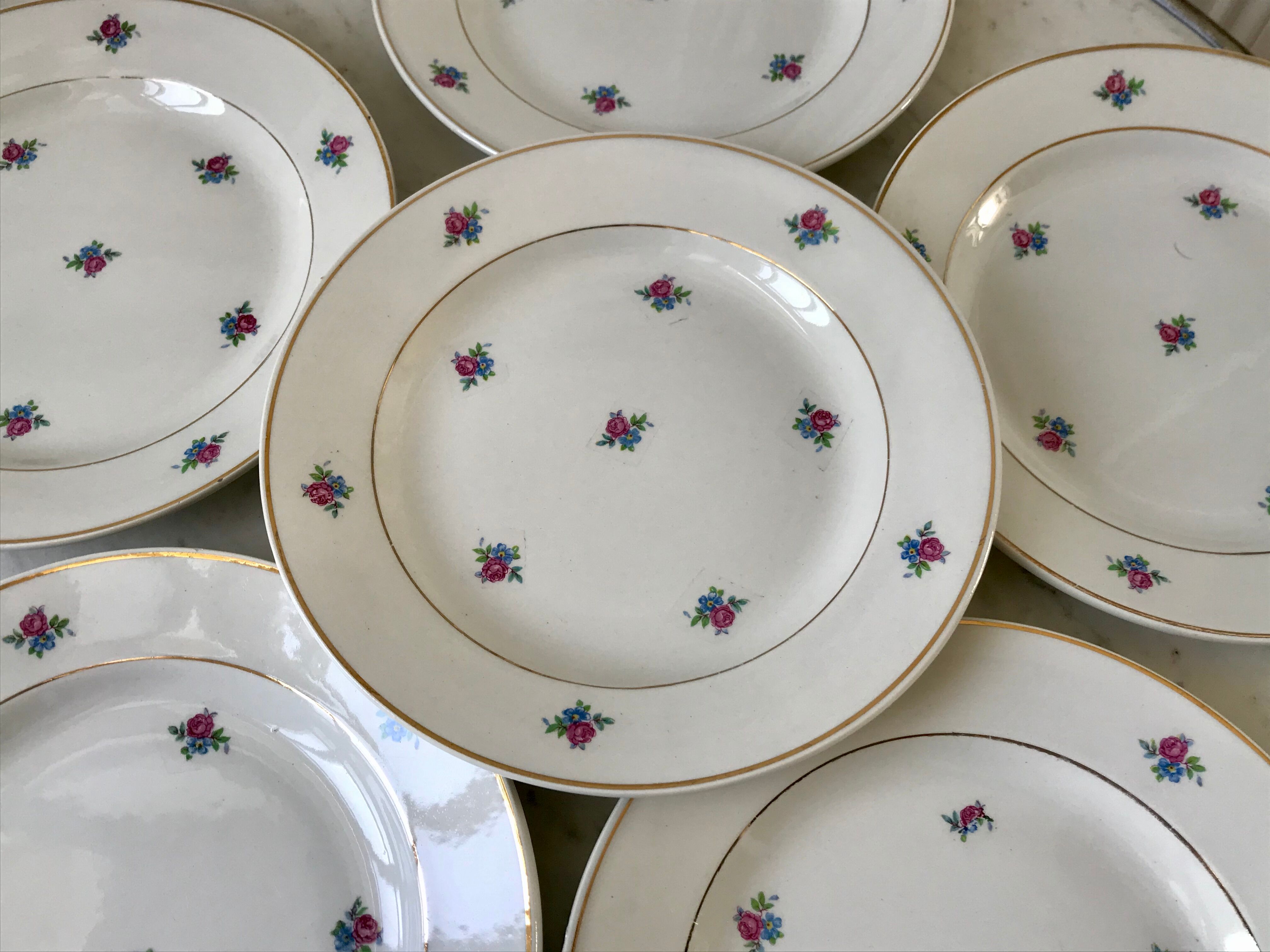 set of 6 dessert plates Digoin Sarreguemines model Floréal years 50-60