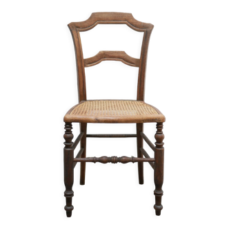 Chaise cannée ancienne en bois