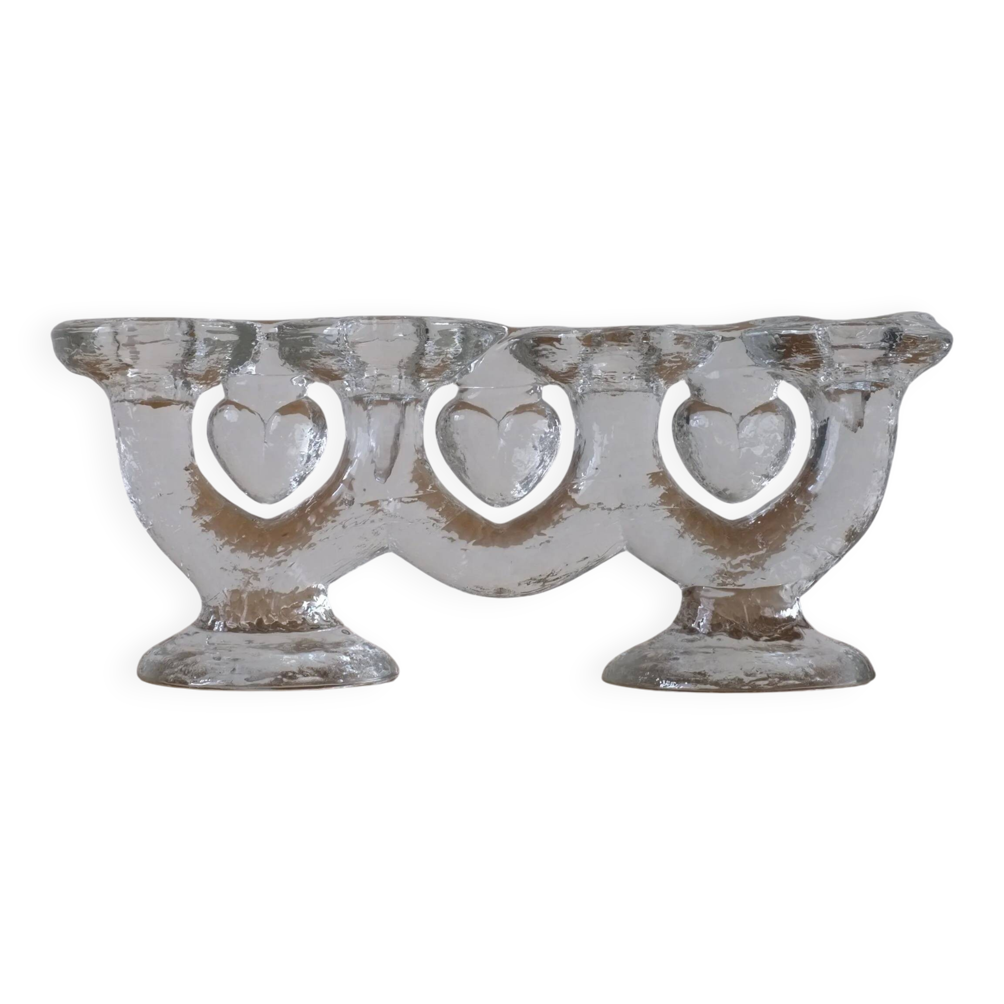 Large glass candle holder by Staffan Gellerstedt | Pukeberg Glasbruk | Sweden