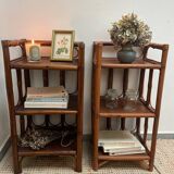 Pair of rattan bedside tables