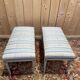 Pair of Louis XVI benches in lacquered and gilded wood