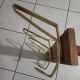 Scandinavian design coat hook in teak and gold aluminum