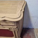 Louis XV buffet in oak & leather - Sandblasted