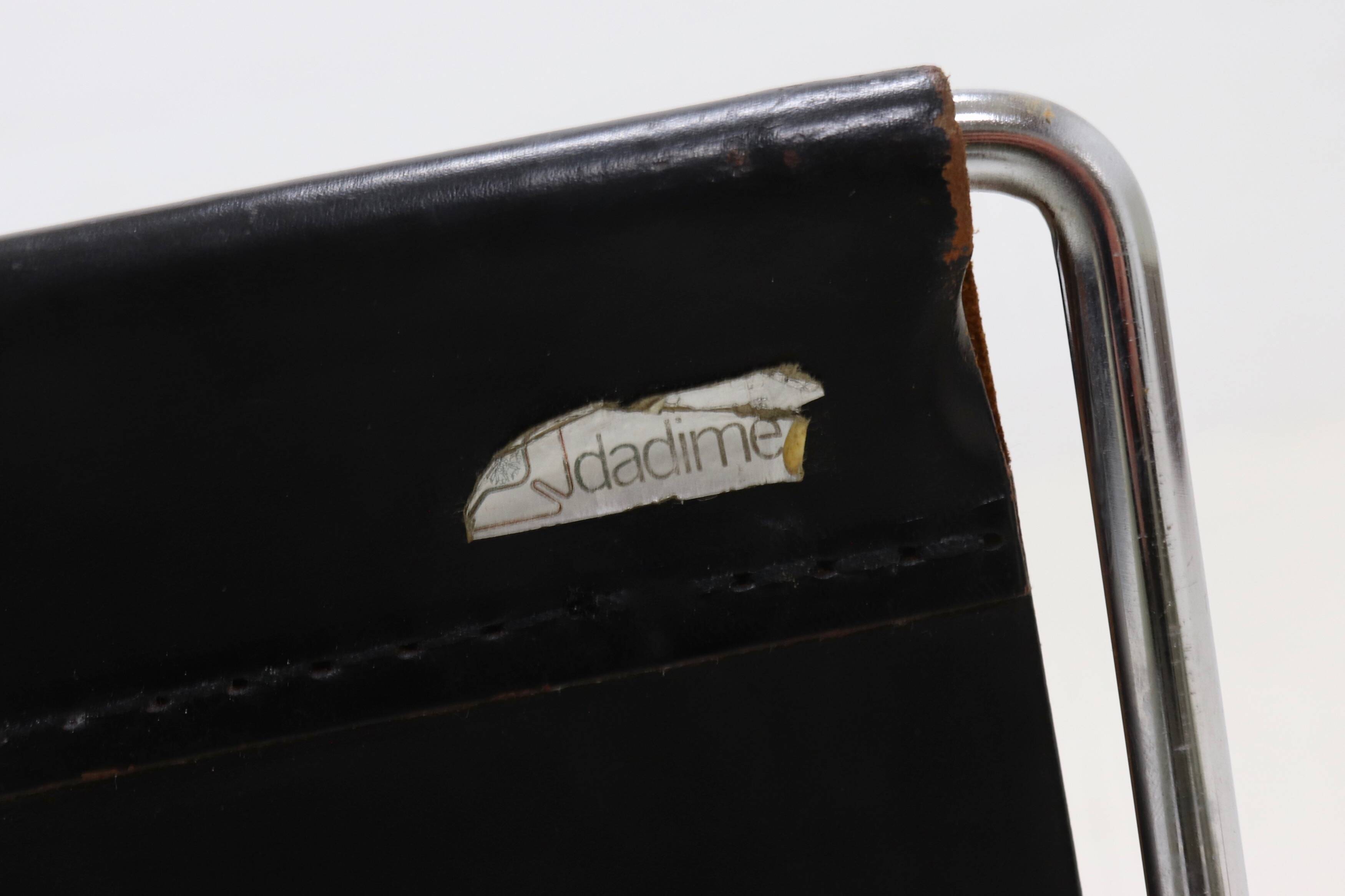 Vintage Brabantia Black Leather & Chrome Magazine Rack 1970s
