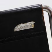 Vintage Brabantia Black Leather & Chrome Magazine Rack 1970s