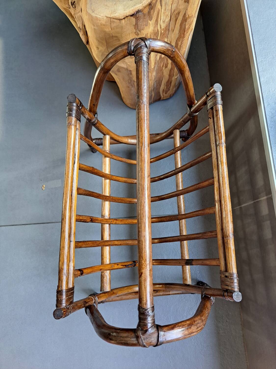 vintage rattan magazine rack