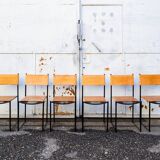 Spaghetti chairs with leather seats by Giandomenico Belotti for Alias, Italy, 1979, set of 6.