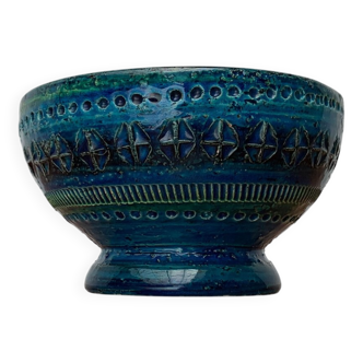 Rimini Blu pottery candlestick by Aldo Londi for Bitossi, Italy, 1960s.