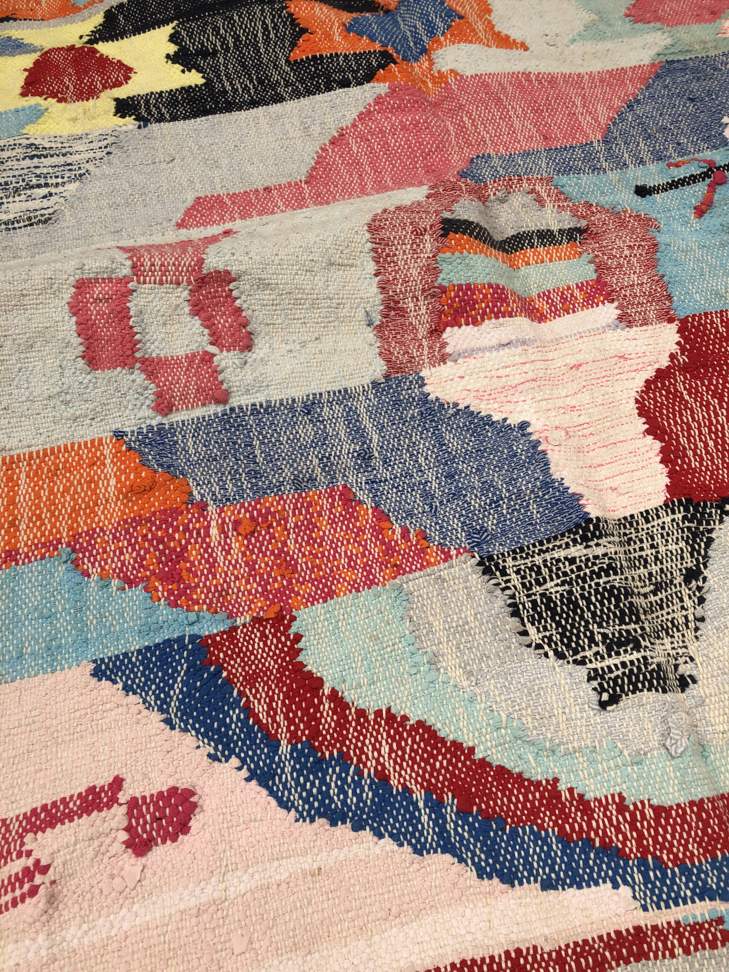 Moroccan Berber carpet Kilim Boucherouite Neuf 1, 75x1m