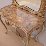 Console set and its mirror in lacquered wood Louis XV style