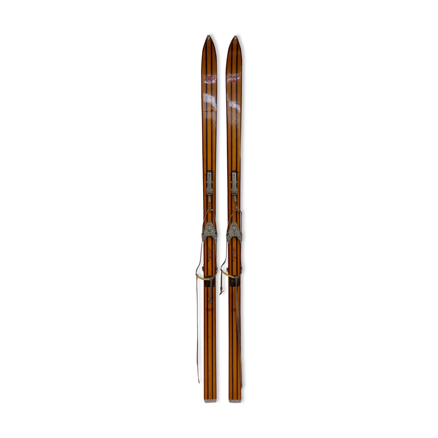 Vintage wooden skis Rossignol Hickory Olympic model 204 cm