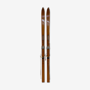 Vintage wooden skis Rossignol Hickory Olympic model 204 cm