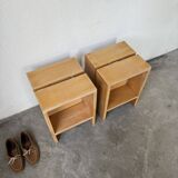 Pair of pine stools or bedside tables, mountain furniture, 1950s