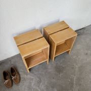 Paire tabourets ou chevets pin mobilier montagne 1950