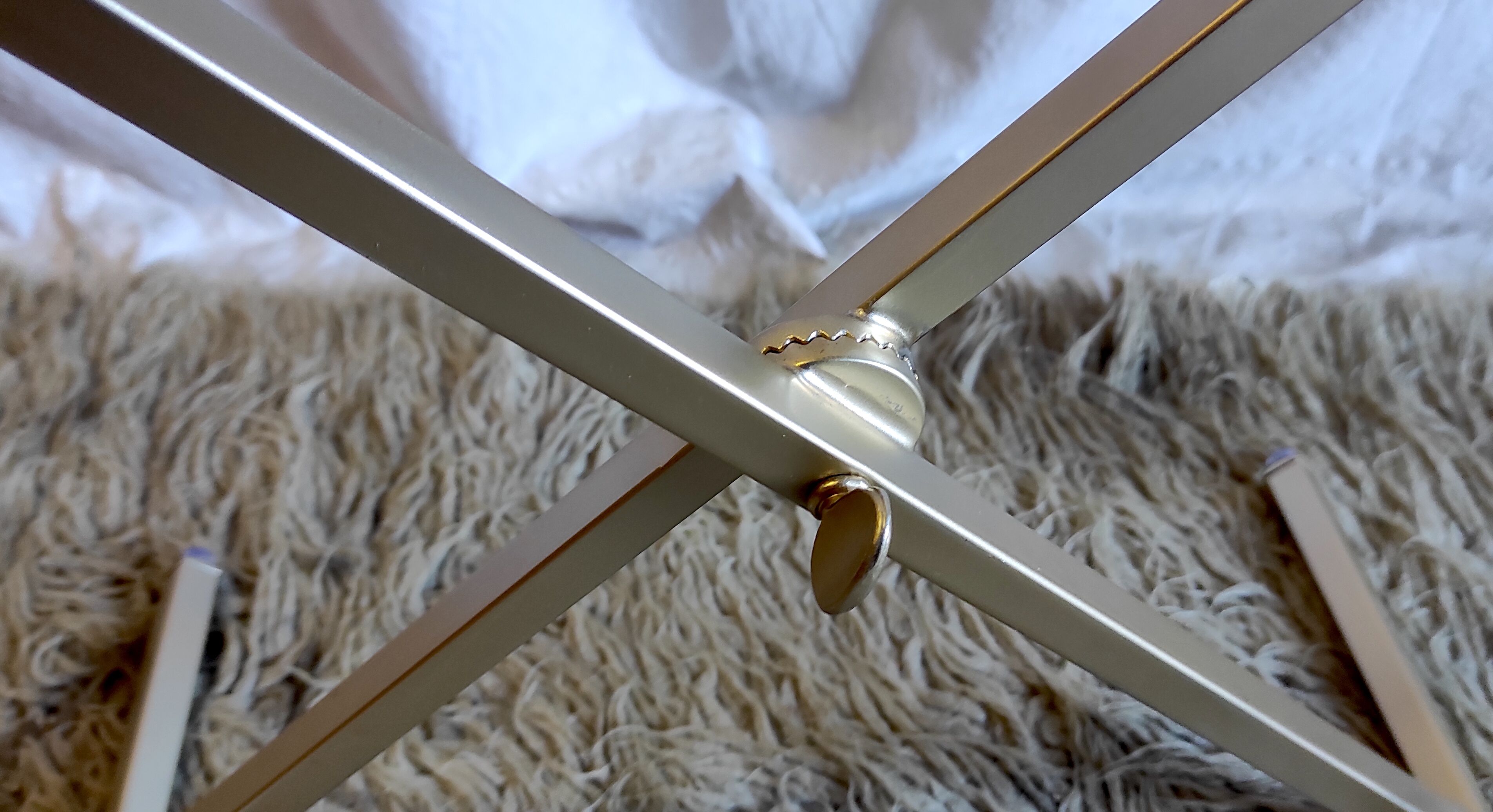 Articulated coffee table gilded metal and glass – 60s/70s