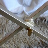Articulated coffee table gilded metal and glass – 60s/70s