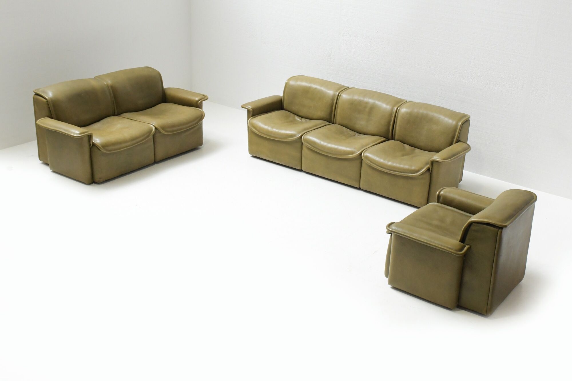 DS-12 modular vintage set in green leather by Team de Sede for De Sede Swiss