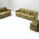 DS-12 modular vintage set in green leather by Team de Sede for De Sede Swiss