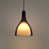 Set of 2 purple and white glass pendant lamps, 1960's / 1970's