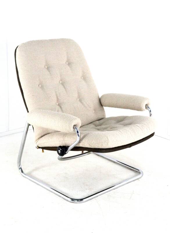 Ekornes Stressless 1970s armchair - very rare early model - new upholstered